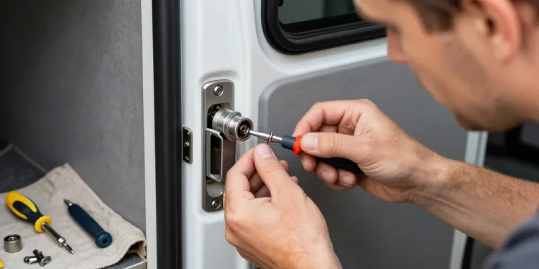 demontage serrure porte cellule camping car